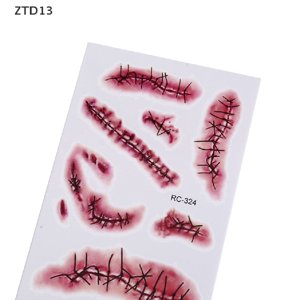 Ztd13 สติกเกอร์รอยสักชั่วคราว ลายฮาโลวีน แผลเป็น เลือด 1 5 30 ชิ้น ZT