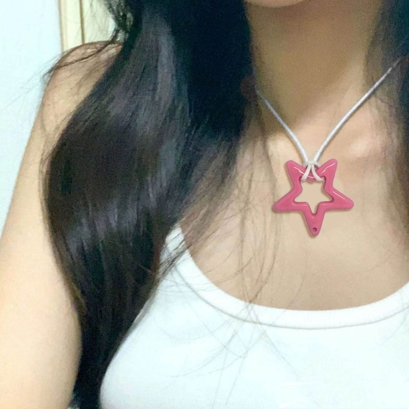 Zuo สร้อยคอโช้กเกอร์ จี้รูปดาวห้าแฉก Y2k สีชมพู สําหรับผู้หญิง
