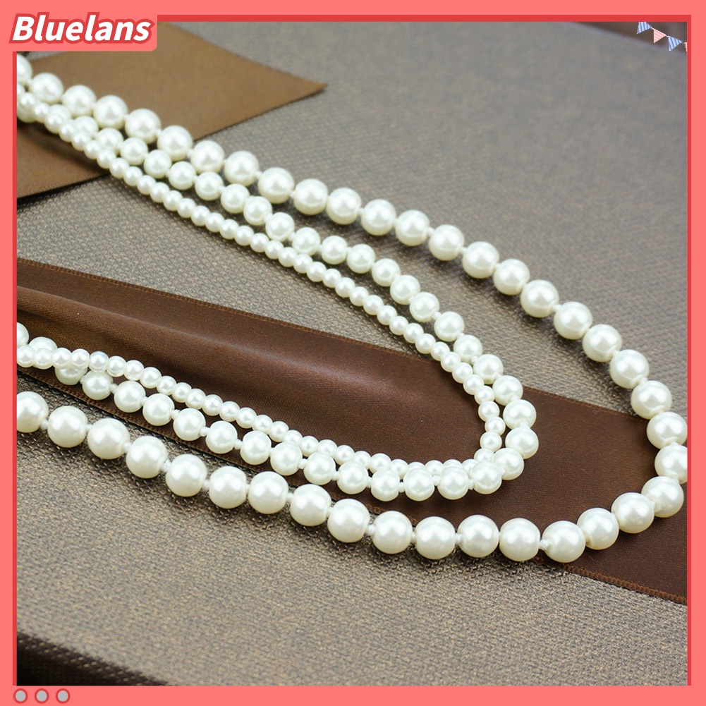 bluelans สร้อยคอยาว ลูกปัดมุกเทียม แบบหลายชั้น ของขวัญเครื่องประดับ แฟชั่นสำหรับผู้หญิง