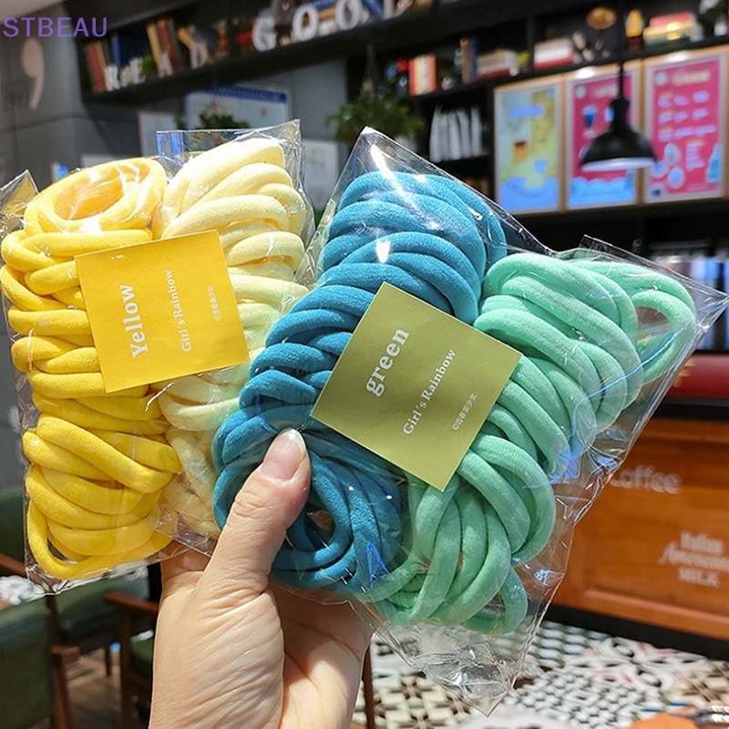 [cxSTBEAU] ยางรัดผมหางม้า ไนล่อน ยืดหยุ่น หลากสี 4 ซม. 2 ซม. สําหรับผู้หญิง 50 ชิ้น ต่อชุด【 MME 】