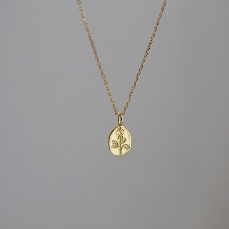earika.earrings - classic yellow gold rose necklace สร้อยคอจี้กุหลาบสีทอง S92.5 ปรับขนาดได้