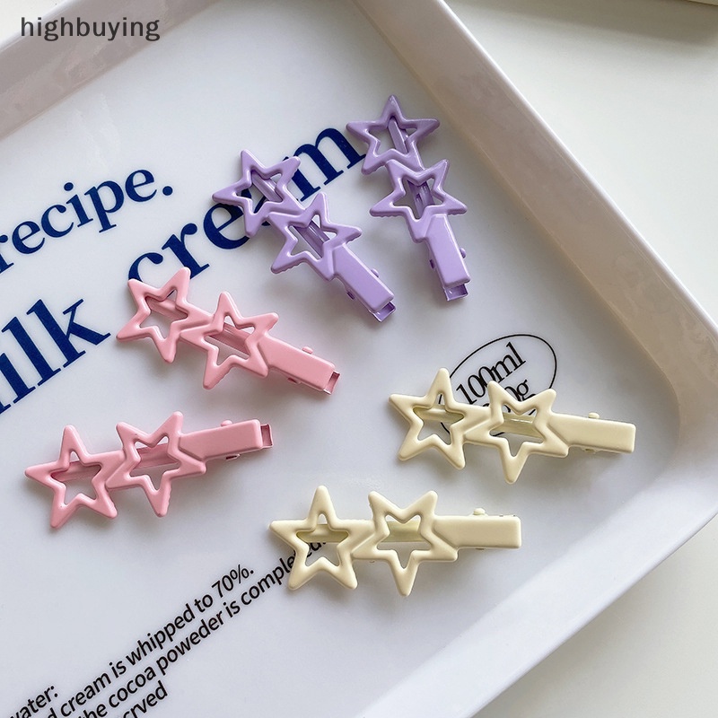 [highbuying] กิ๊บติดผม โลหะผสม รูปดาวห้าแฉก 2 ชิ้น ต่อล็อต Y2K