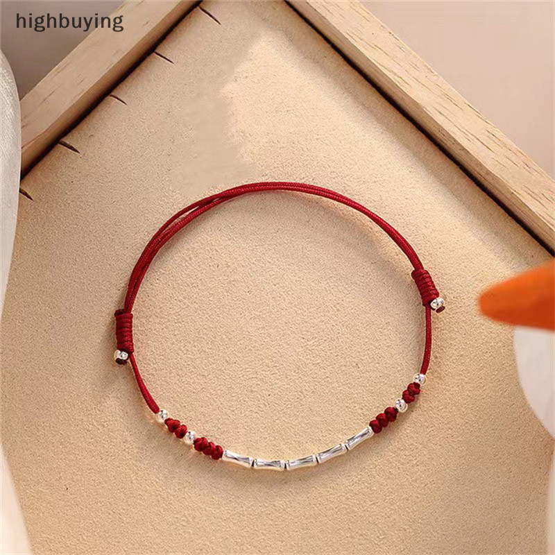[highbuying] สร้อยข้อมือไม้ไผ่ถัก แฮนด์เมด สีแดง ปรับได้ สําหรับคู่รัก เพื่อน เพื่อนรัก พร้อมส่ง