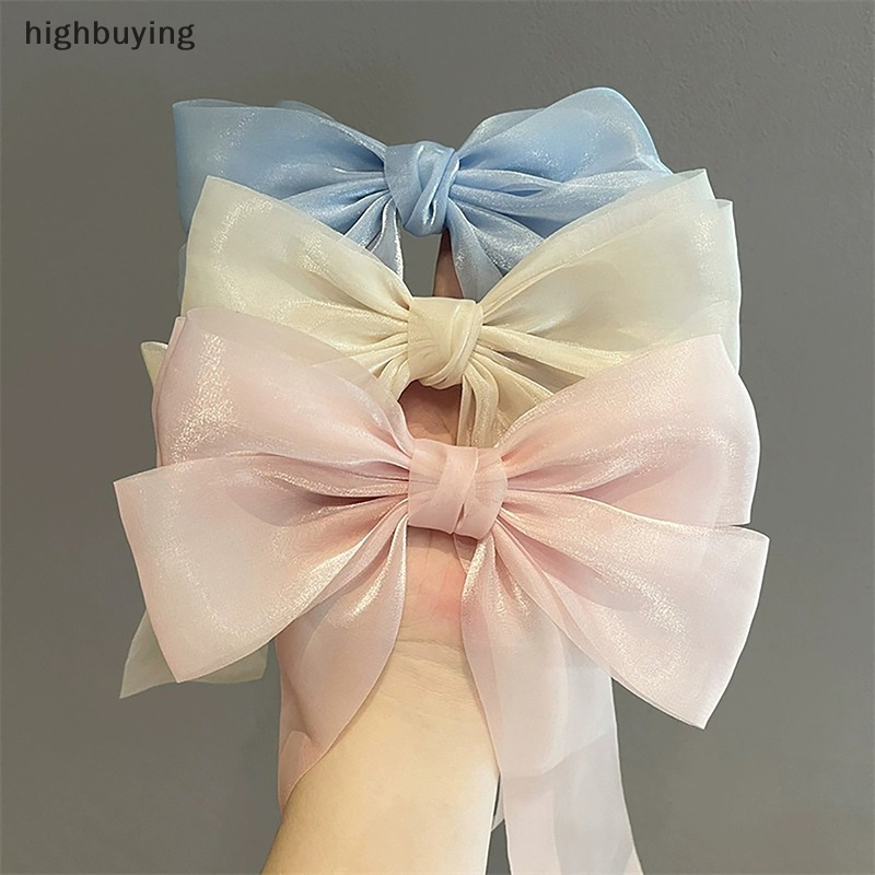 [highbuying] ใหม่ กิ๊บติดผม โบว์ไหมพรม สีดํา สีขาว แฟชั่นฤดูใบไม้ผลิ สําหรับผู้หญิง พร้อมส่ง