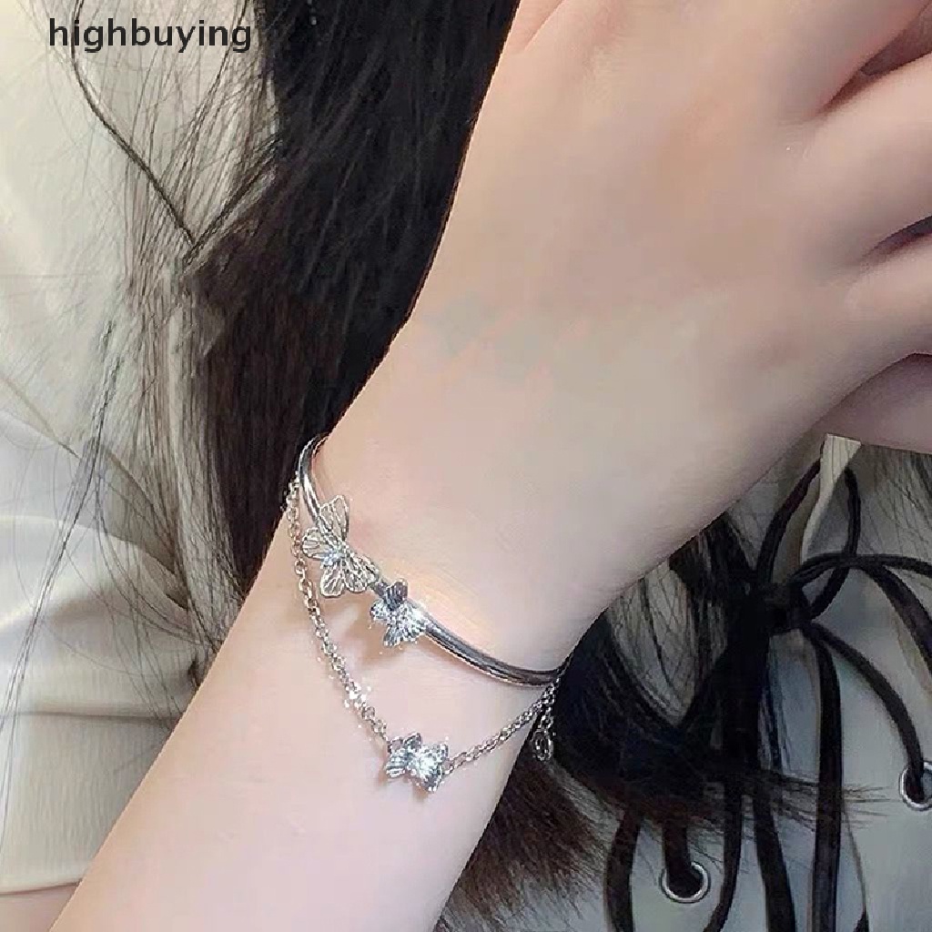 [highbuying]สร้อยข้อมือโซ่ สองชั้น ประดับโบว์ สไตล์เกาหลี แฟรี่ ไฮเอนด์ แฟชั่นสําหรับผู้หญิง