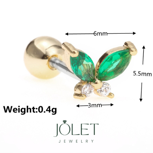 jolet ต่างหูผู้หญิงผีเสื้อเงินแท้  แบบเสียบแพ้ง่ายใส่ได้ไม่ลอกใส่อาบน้ำได้