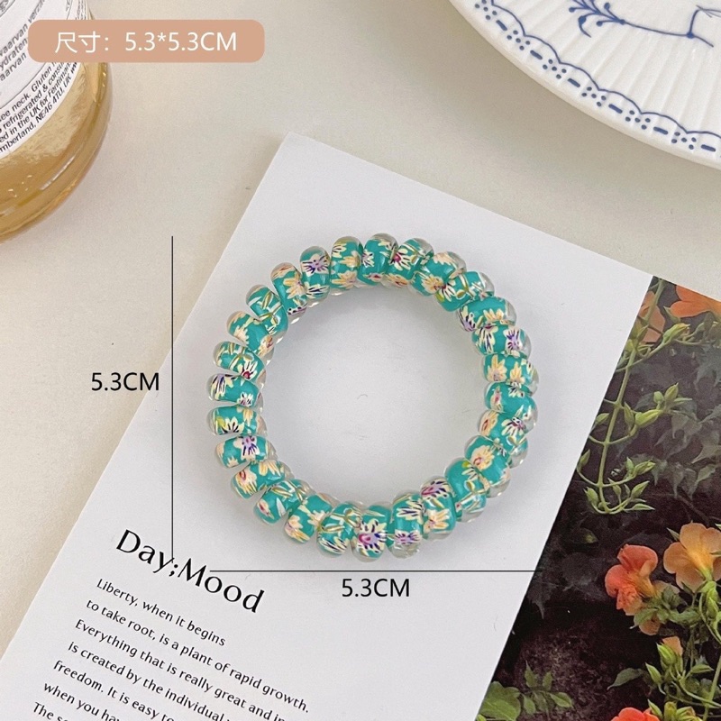 kingmallshop DEAQ431(ร้านไทย) ยางรัดผม ลายดอกไม้ สีแคนดี้ น่ารักมาก แฟชั่น สําหรับผู้หญิง