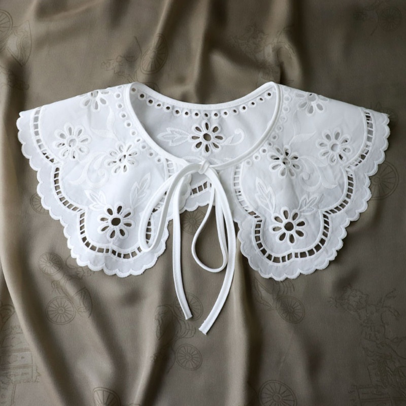 royal French Style Fake Collar Hollow Out Floral Embroiodery Lapel Necklace Shawl Cape
