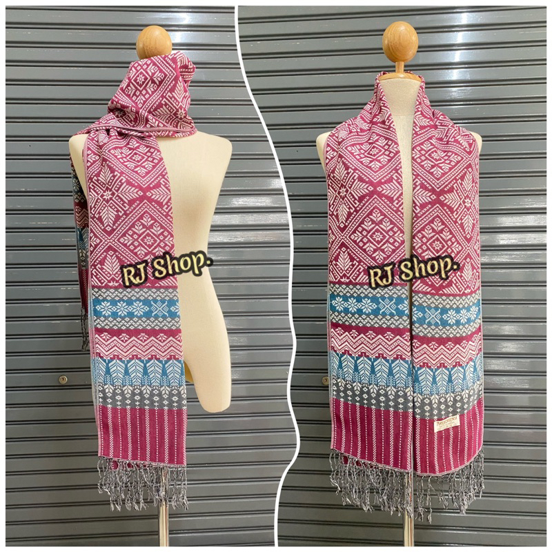 scarf ผ้าคลุมไหล่ ลายไทย โทนสีเข้ม-อ่อน ชื้อเป็นของฝาก ของขวัญ รับไหว้