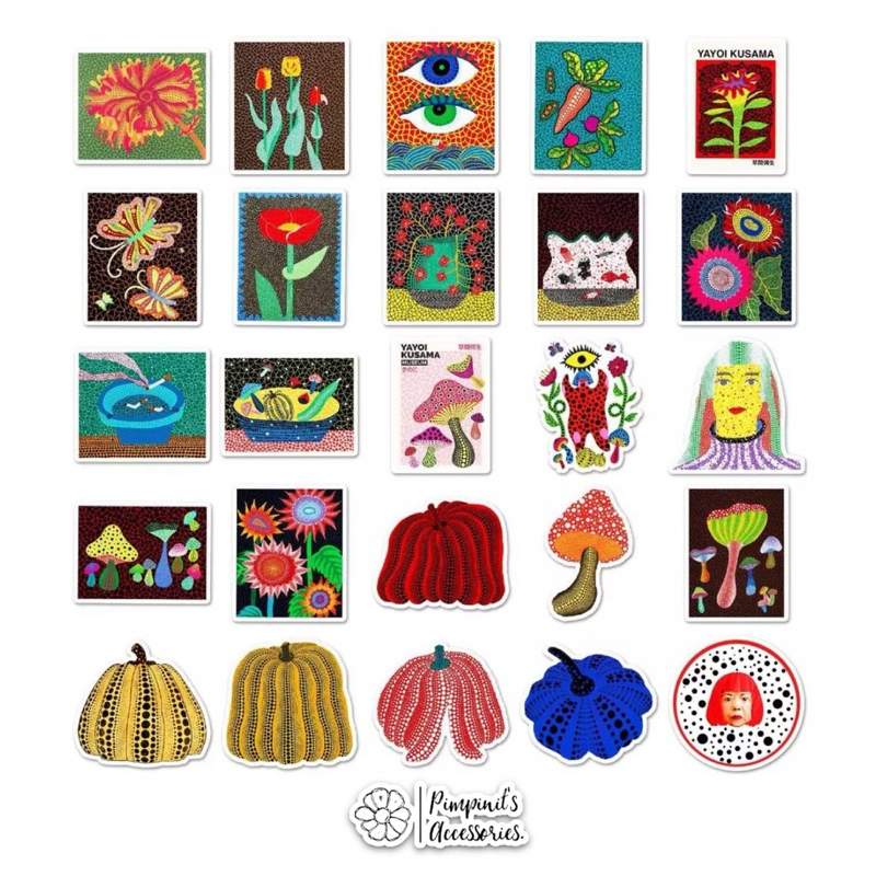 ʕ •ᴥ•ʔ ✿ พร้อมส่ง : สติ๊กเกอร์กันน้ำลายยาโยย คุซามะ | Yayoi Kusama - Japanese Artist Waterproof Decoration Sticker Set.