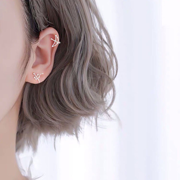 (กรอกโค้ด YAQ6E ลด 60.-) earika.earrings - zodiac cuff ต่างหูหนีบราศีชุบเงิน เหมาะสำหรับคนแพ้ง่าย ปรับขนาดได้