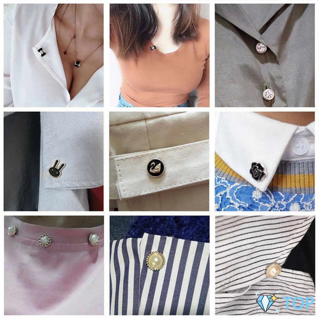 กระดุมผ้าพันคอ กระดุมติดคอเสื้อ ชุดละ 10 ชิ้น ผ้าพันคอ กระดุม Fashion Accessories