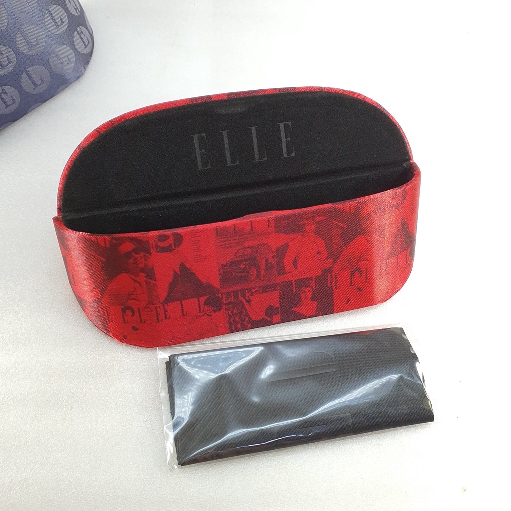 กล่องแว่น ELLE +ผ้าเช็ดแว่น / กล่องแว่นตา แบรนด์แท้ แอล / กล่องแว่นพร้อมผ้าเช็ดแว่น Microfiber