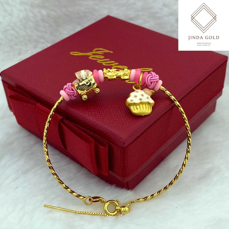 กำไลข้อมือปี่เซียะแพนโดร่า 0.1 กรัม ข้อมือฟรีไซส์ แถมกล่องทุกออเดอร์(A012)