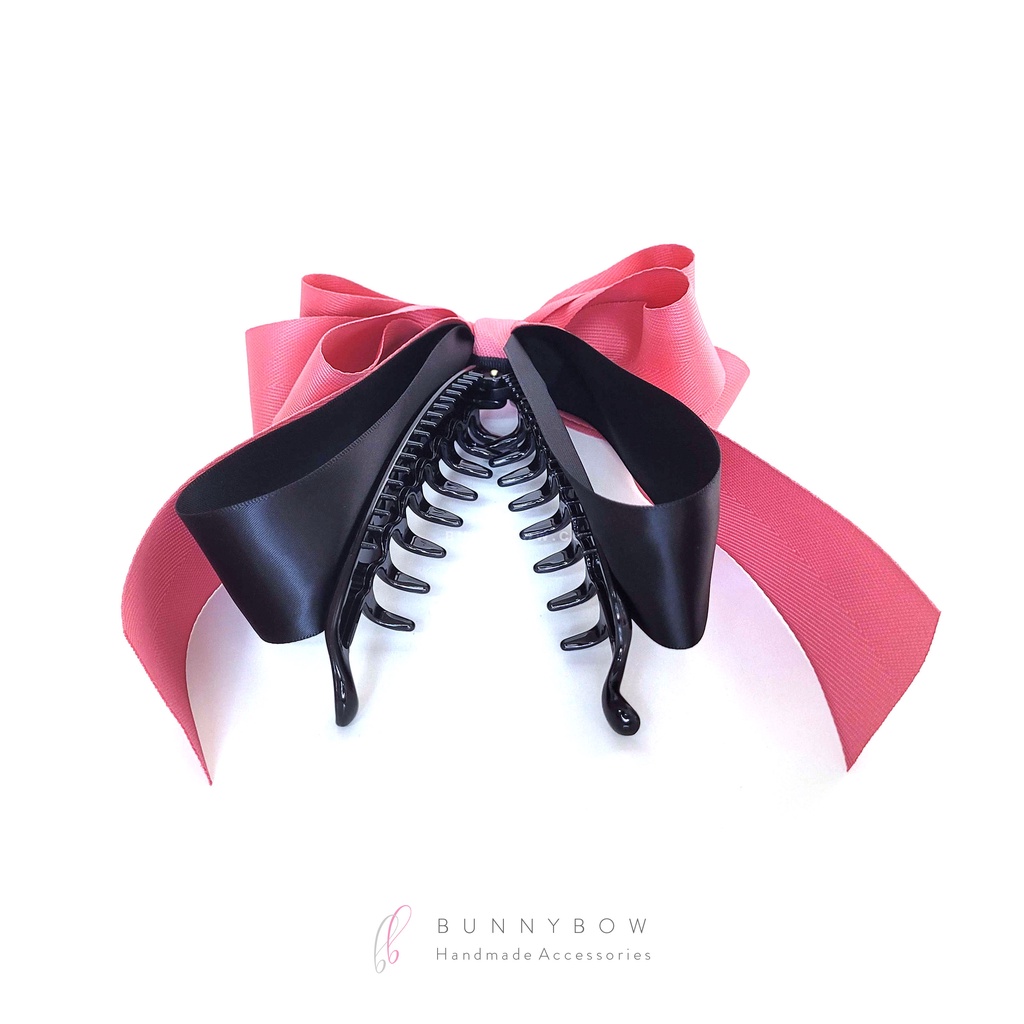 กิ๊บกล้วยแฟชั่น ริบบิ้นเกาหลี Herringbone งานแฮนด์เมด โบว์ติดผม BunnyBow เกรดพรีเมียม พร้อมส่ง