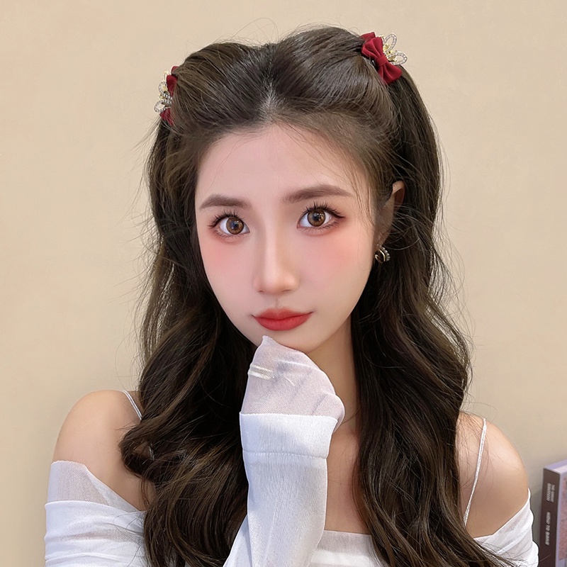 กิ๊บติดผม รูปมงกุฎ ประดับโบว์ และเพชร ขนาดเล็ก สไตล์เจ้าหญิง สําหรับผู้หญิง