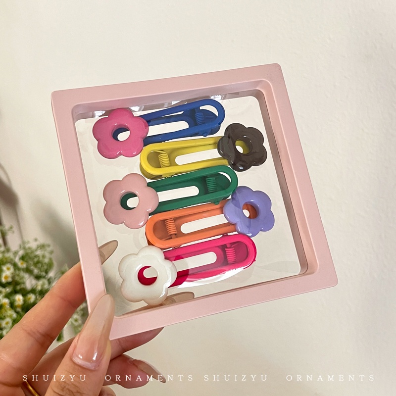 กิ๊บติดผม ลายดอกไม้ สีแคนดี้ สําหรับผู้หญิง 5 ชิ้น (พร้อมกล่อง)