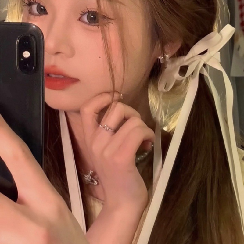 กิ๊บติดผม แบบริบบิ้น ประดับโบว์ สไตล์เกาหลี แฟชั่นฤดูใบไม้ผลิ สําหรับผู้หญิง
