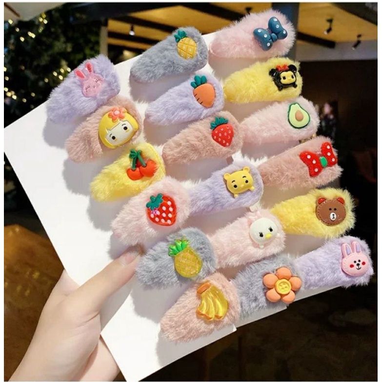 กิ๊บฟูติดผมลายน่ารักสไตล์เกาหลี 5ชิ้น/เซท มีทั้งหมด4เซท