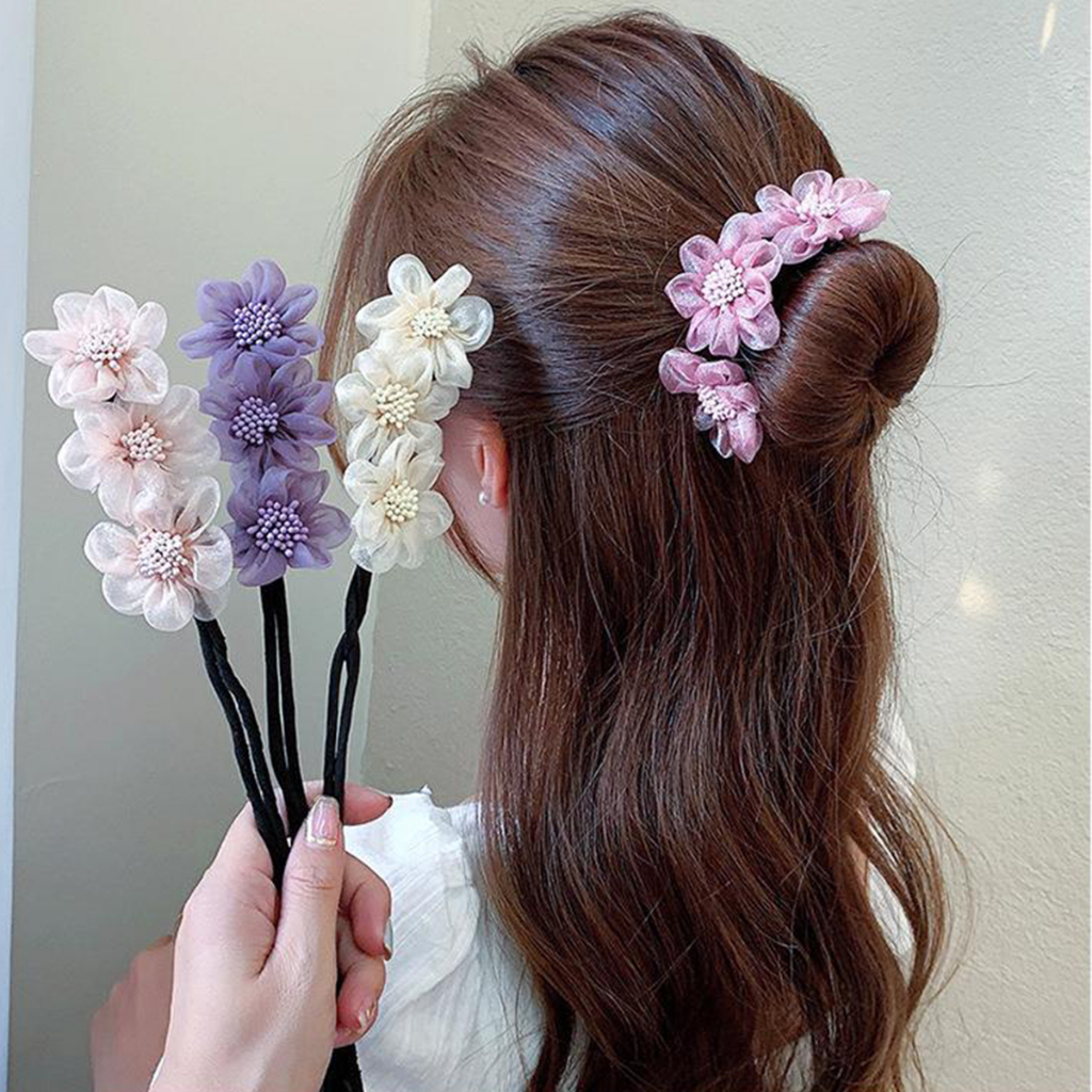 กิ๊บสไตล์เกาหลี สําหรับผู้หญิงที่ชอบ DIY ลูกไม้ + ดอกไม้ เป็นขดลวด  hair accessories