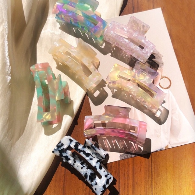 กิ๊บหนีบผม สี่เหลี่ยม กิ๊บหินอ่อน กิ๊บ อะคริลิค  พร้อมส่ง ลายเยอะมาก