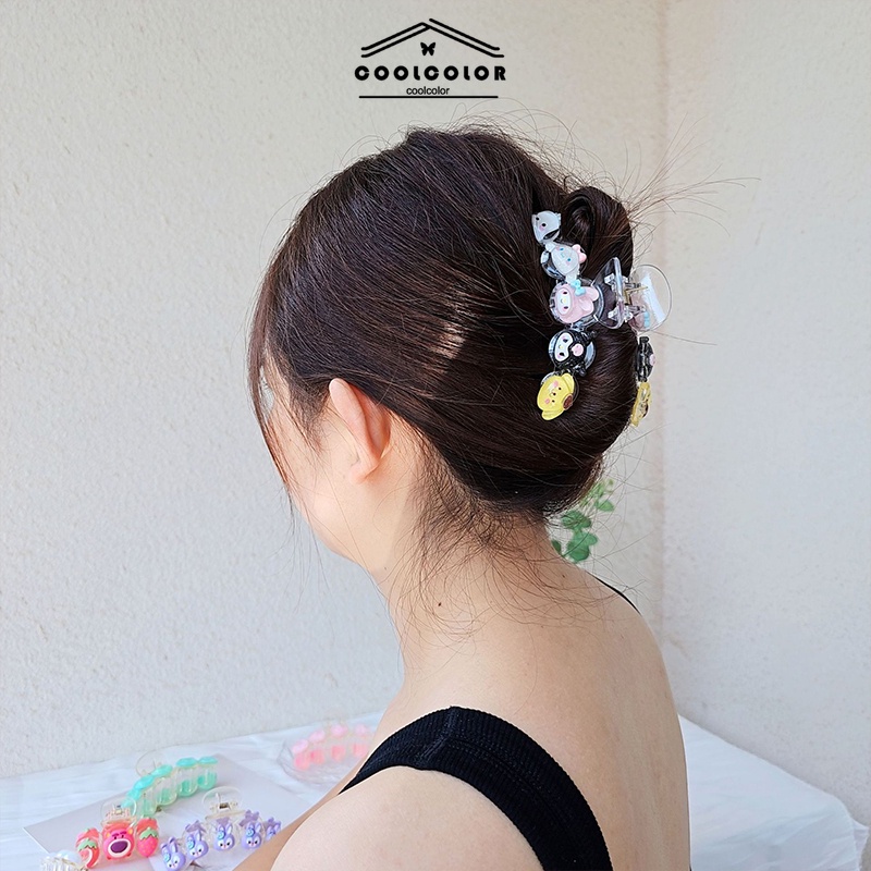 คลิปผมนักเรียนการ์ตูนน่ารัก Sanrio คลิปหนีบผมขนาดใหญ่สำหรับสุภาพสตรีหยิกคลิปฉลาม