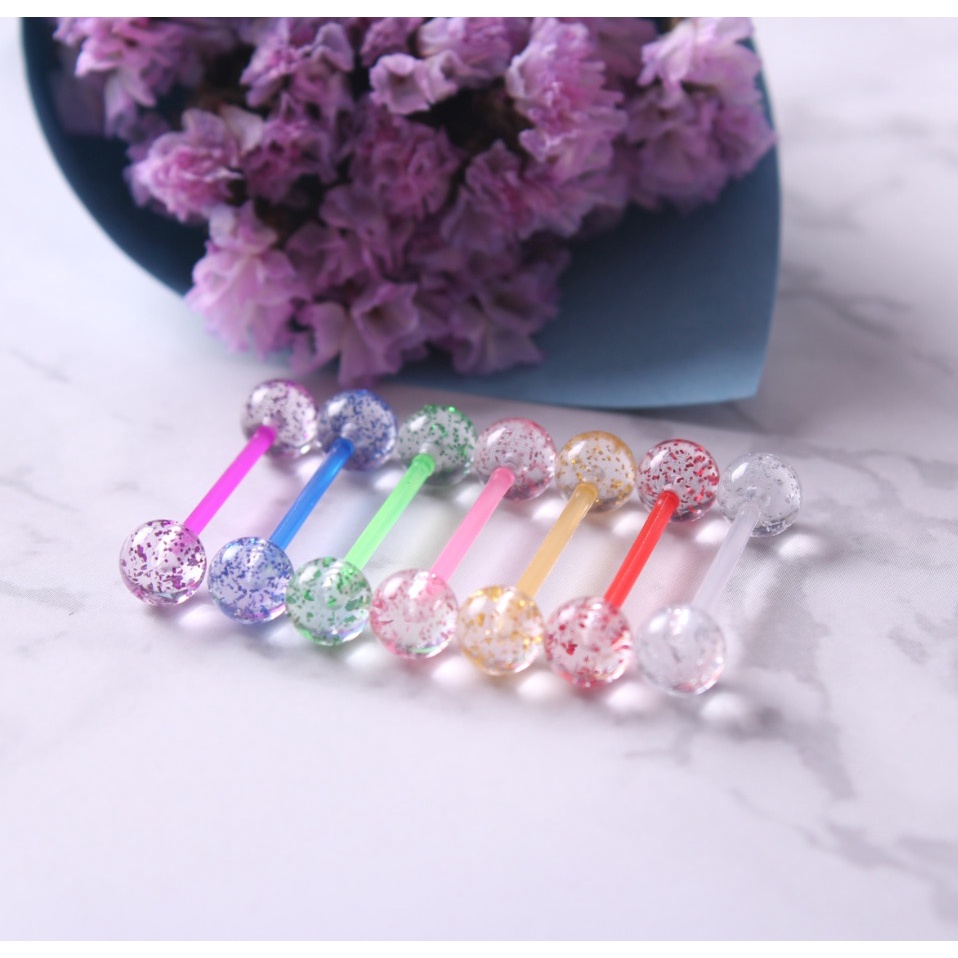 จิวเจาะลิ้นคริสตัล ลิ้น UV เครื่องประดับ บาร์เบล 8 ชิ้น