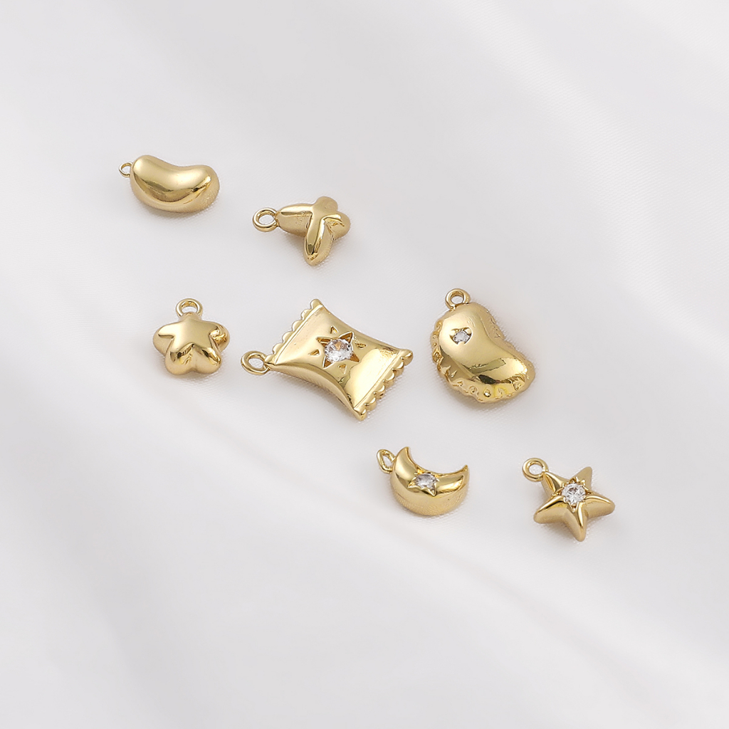 จี้รูปดาว ดวงจันทร์ ผีเสื้อ ชุบทอง 14k เครื่องประดับแฟชั่น DIY