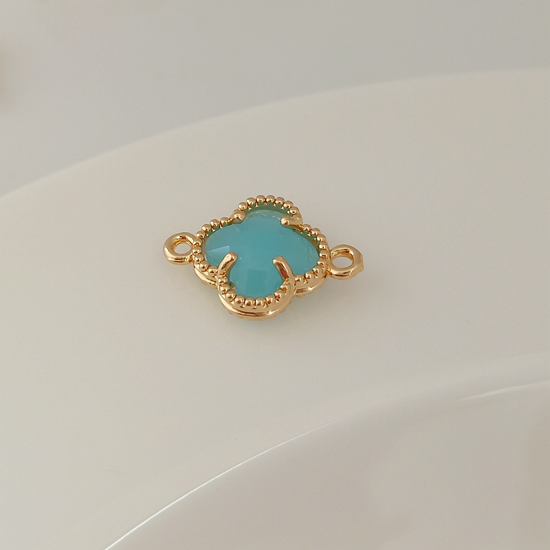 จี้หญ้าสี่แฉก ชุบทอง 14K ประดับเพทาย 12 มม. DIY