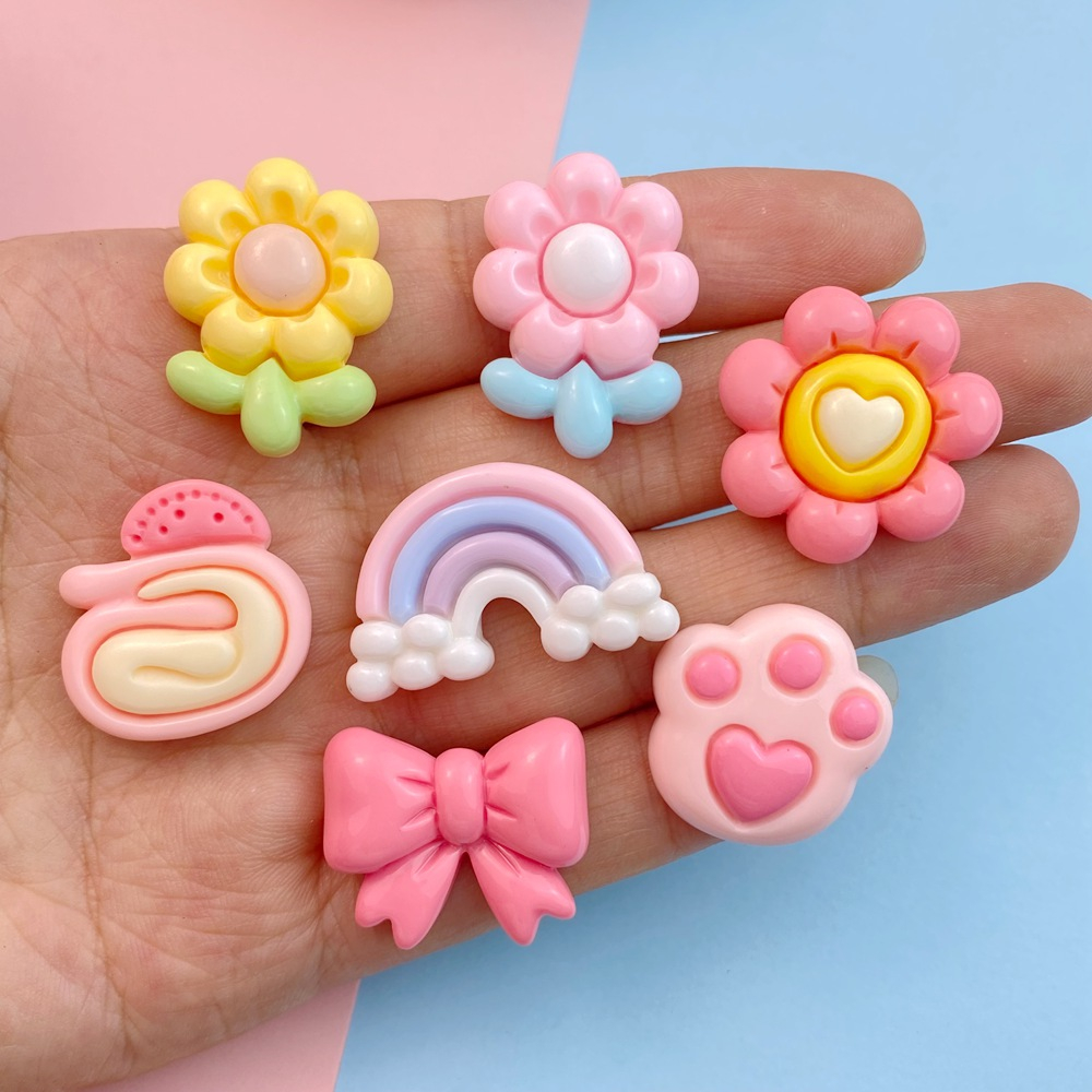 จี้เรซิ่น รูปอุ้งเท้าแมว และหมี สีรุ้ง สําหรับตกแต่งเค้ก จํานวน 10 ชิ้น