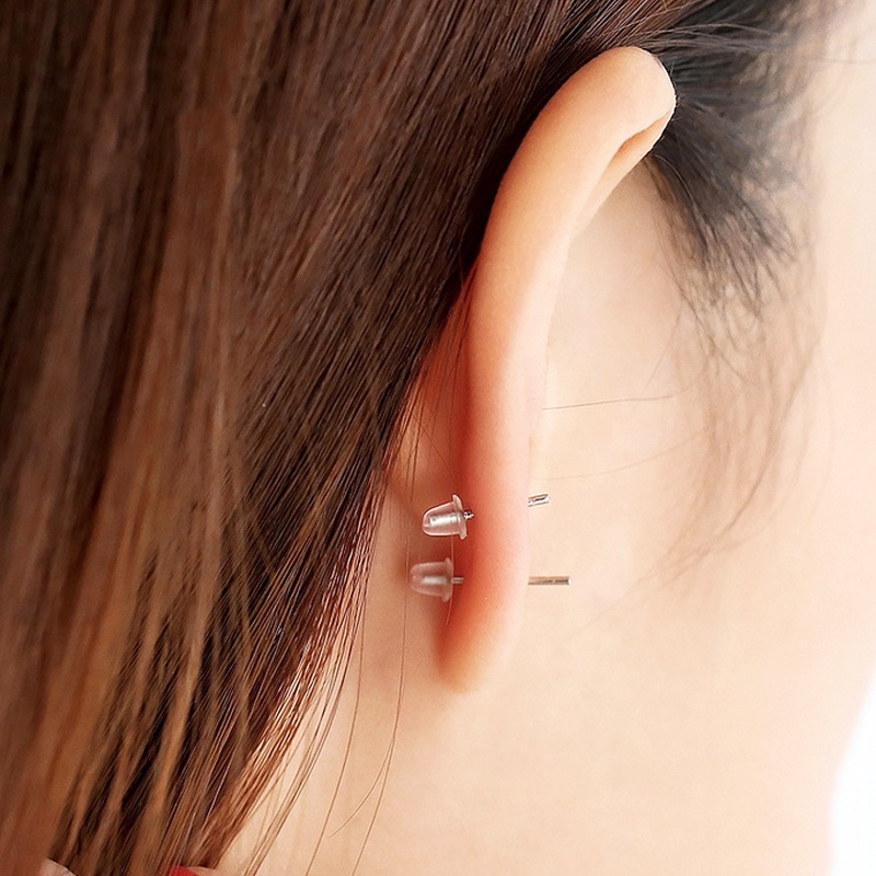 จุกซิลิโคนใส พร้อมกล่องเก็บ สําหรับปิดต่างหู DIY 500 ชิ้น