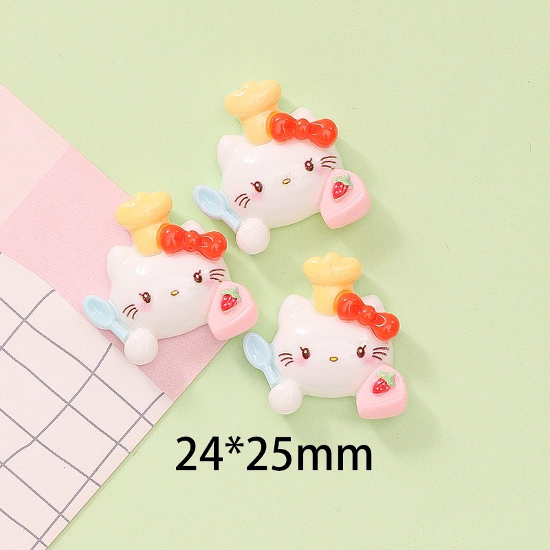 ชุดเครื่องประดับเรซิ่น รูปการ์ตูนแมว Hello Kitty น่ารัก สําหรับตกแต่งสมุดภาพ จํานวน 10 ชิ้น