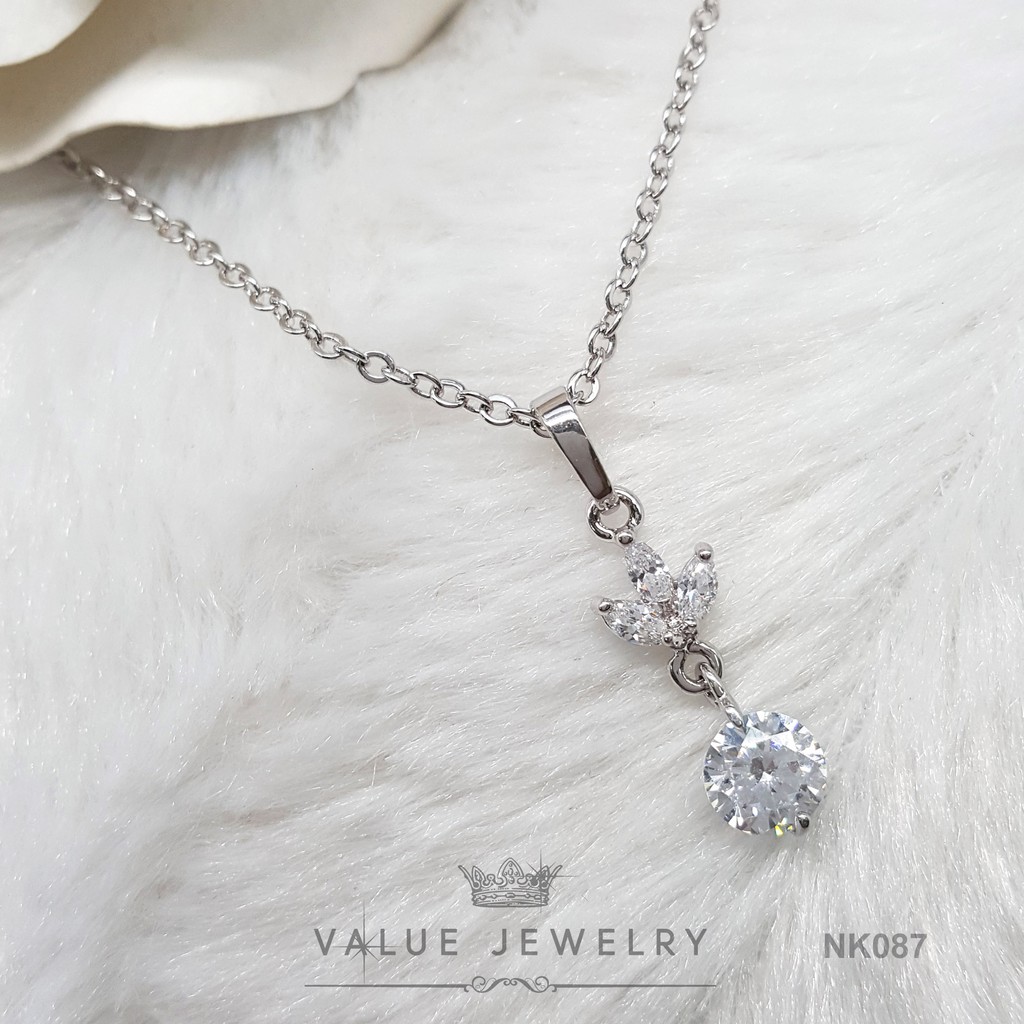 ชุดเซ็ตเครื่องประดับ ดอกไม้ Flower คริสตัลแท้ สร้อย สร้อยคอ ต่างหู เครื่องประดับ Valuejewelry SET007 NK087 ER0655