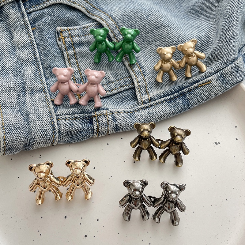 ตะขอปรับเอวหมี กระดุมปรับเอวกางเกง กระดุมหมุดถอดได้ ตะขอหมีหลากสี DIY ไม่ต้องเย็บ YUE