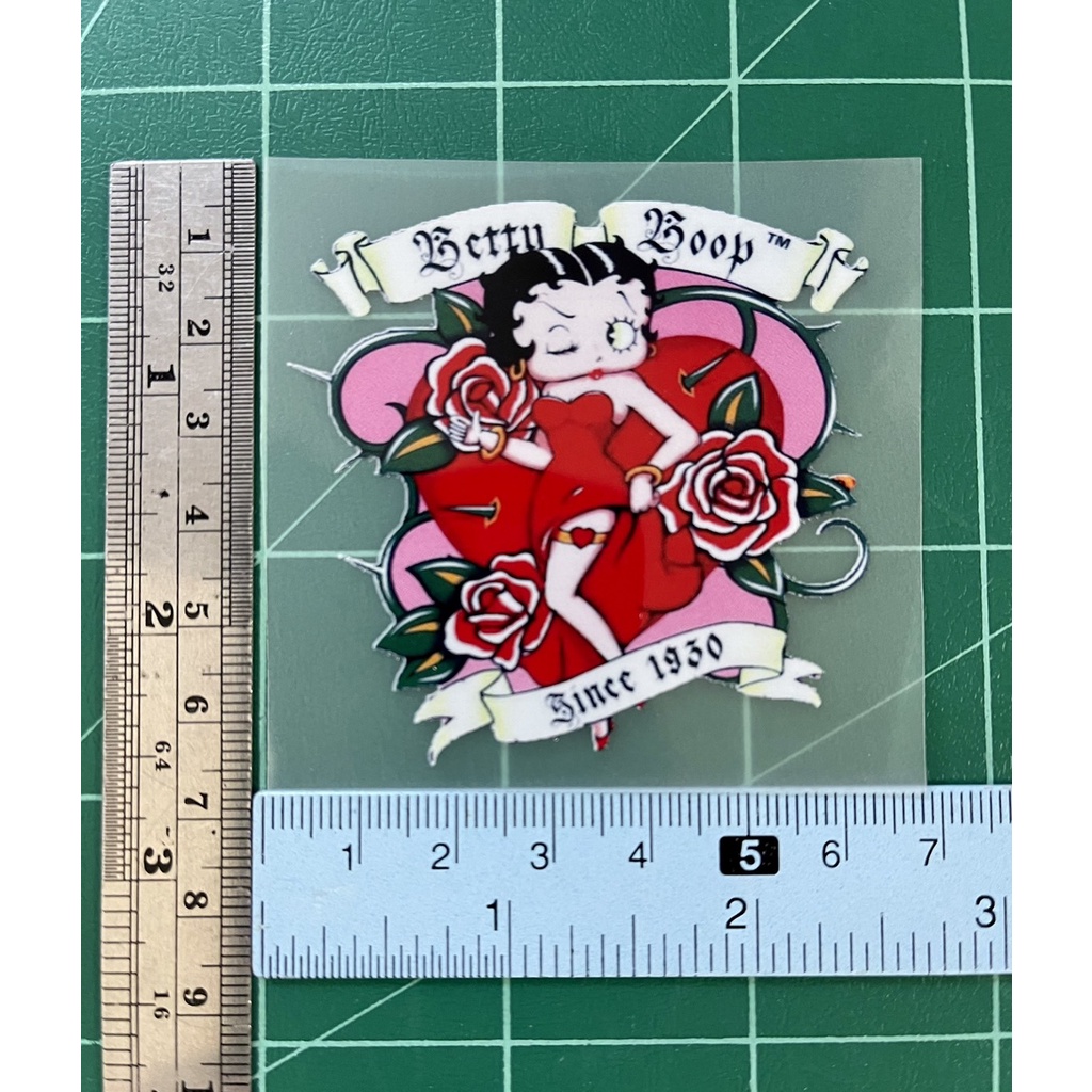 ตัวรีดการ์ตูน Betty Boop ผู้หญิงผมดำเช็กชี่  สติกเกอร์รีดติดเสื้อ