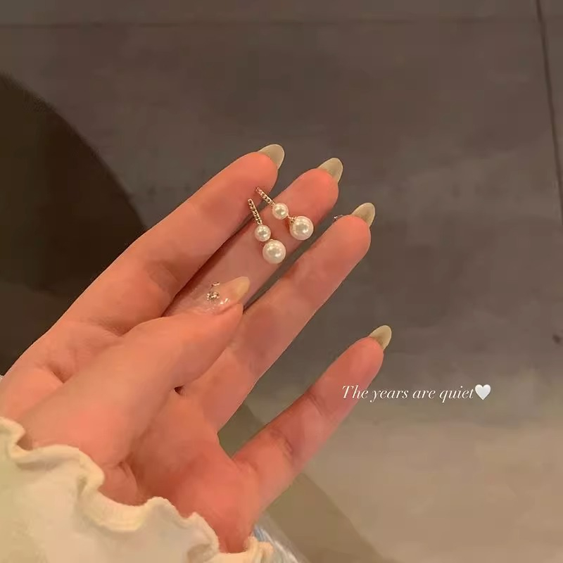 ต่างหูมุก ประดับเพชร สวยหรู แฟชั่นเกาหลีใต้ ของขวัญวันเกิด สําหรับนักเรียนหญิง