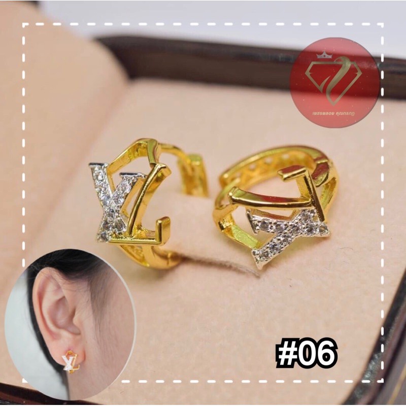 ต่างหูหุ้มทอง24k เพชรCZ (ไม่แพ้ ไม่ลอก ไม่ดำ)