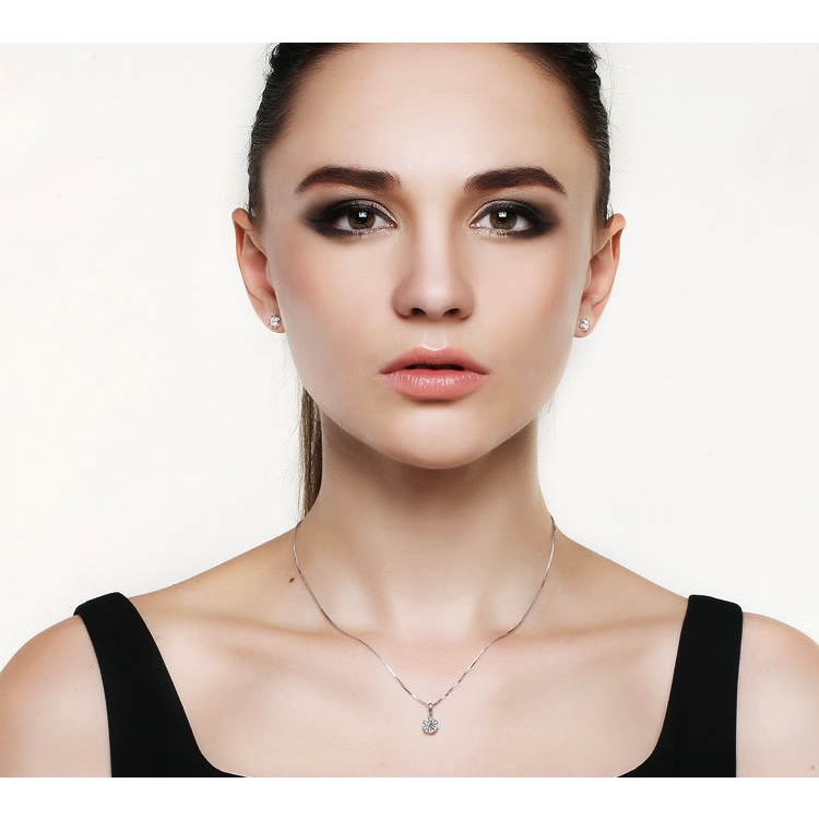 ต่างหูเงิน 925 Snowflake หูข้อมือผู้หญิง WE54R Earrings Lady Fashion