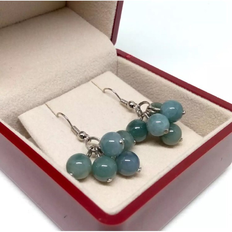ต่างหูเงินแท้ ประดับด้วยหินหยก code 104208 by siamonlineshop