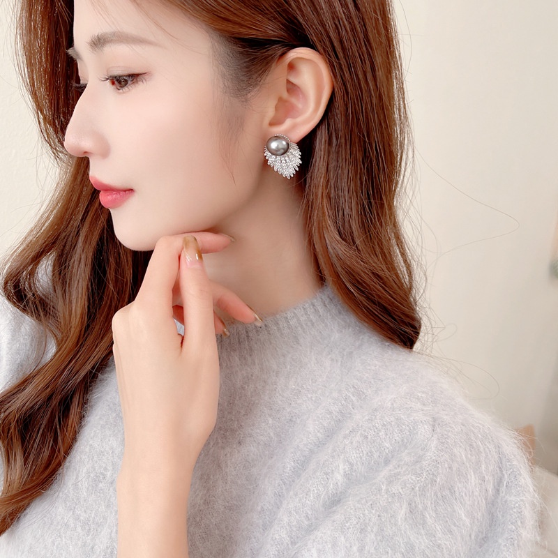 ต่างหูแฟชั่น ประดับมุก พลอยเทียม หรูหรา สไตล์เรโทร