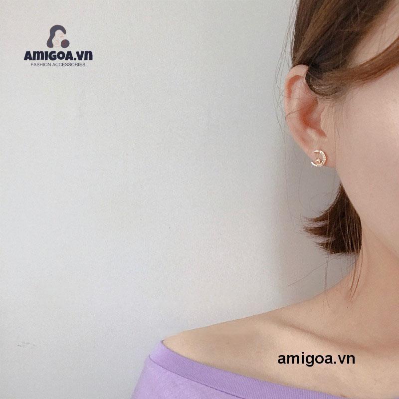 ต่างหูแฟชั่นผู้หญิงต่างหูสตั๊ดชุบเงินทองรูปดวงจันทร์ดวงจันทร์