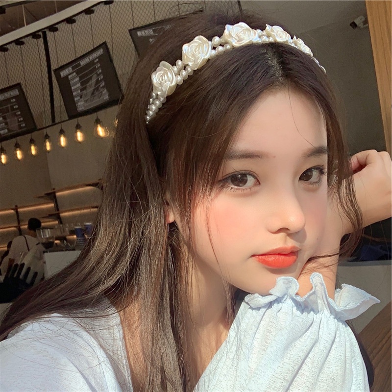 ที่คาดผม ประดับมุก ดอกไม้น่ารัก สไตล์เกาหลี สําหรับผู้หญิง