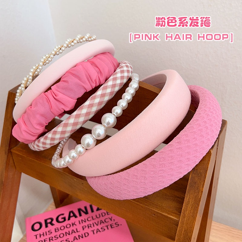 ที่คาดผม สีชมพู สไตล์เกาหลี สําหรับเด็กผู้หญิง