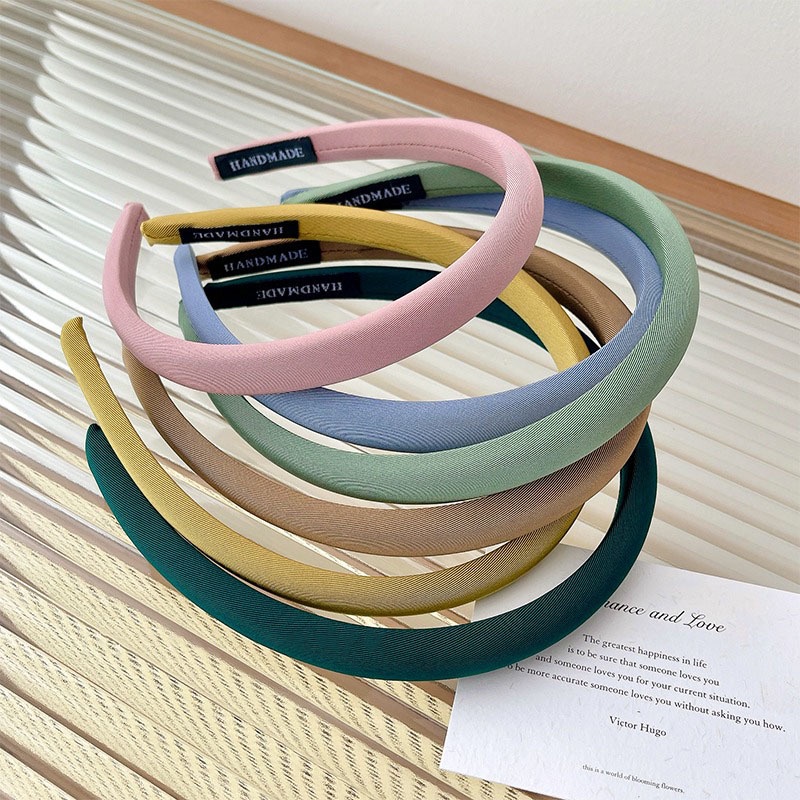 ที่คาดผมฟองน้ํา ขอบบาง สีพื้น หรูหรา สไตล์ฝรั่งเศส สําหรับล้างหน้า แต่งหน้า