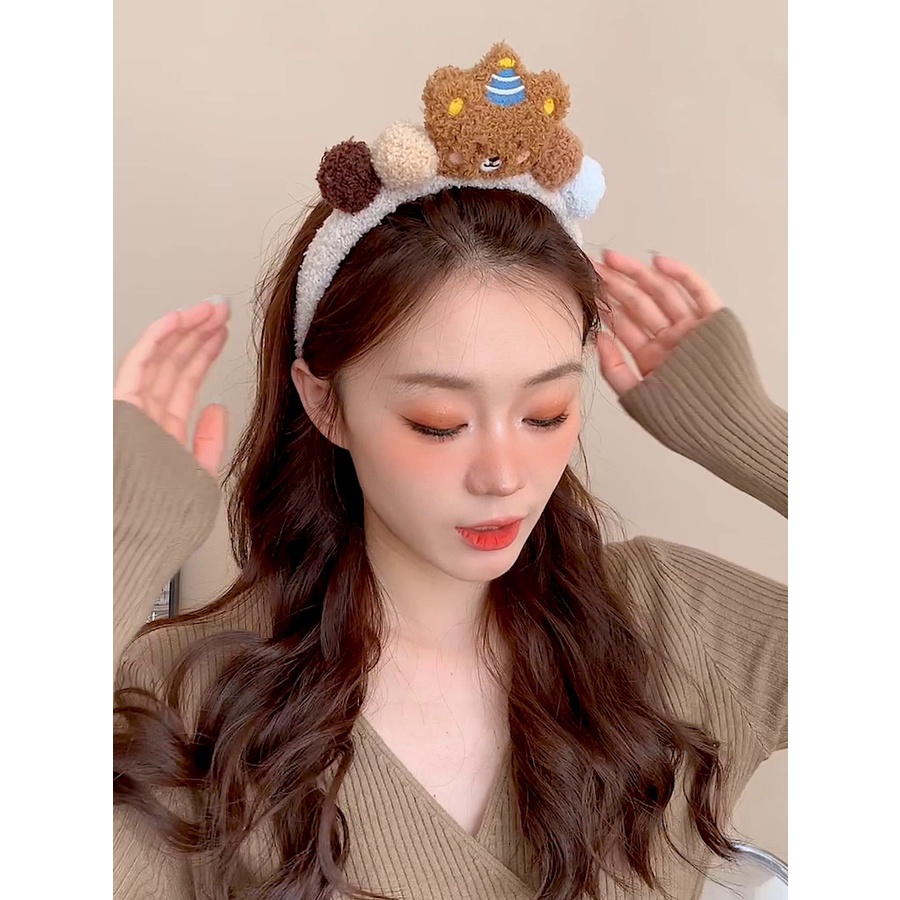 ที่คาดศีรษะ ขนาดใหญ่ ลายหมีน่ารัก เครื่องประดับ สําหรับล้างหน้า