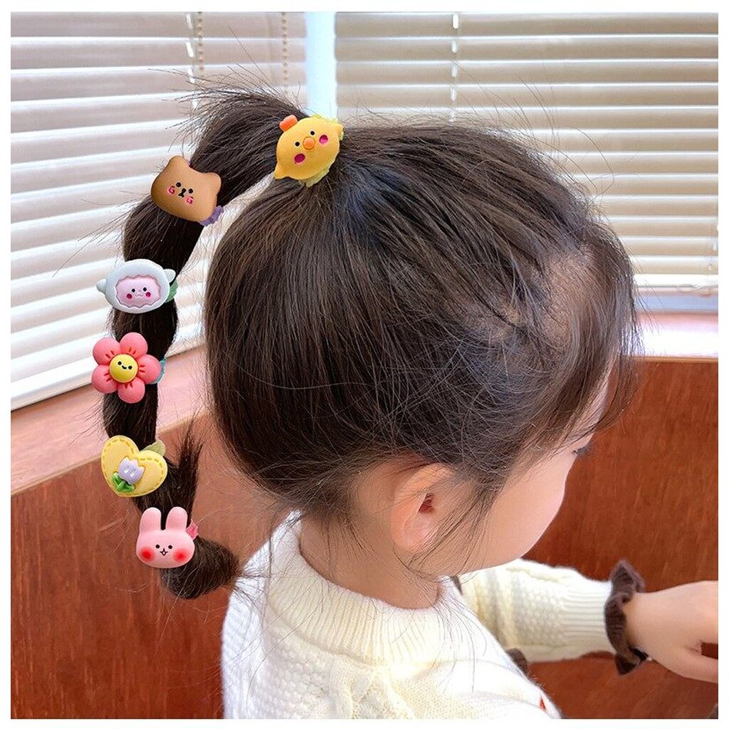 บ้านพลู  10 เส้น ยางรัดผม ยางมัด ยืดหยุ่น ดอกไม้ การ์ตูน น่ารัก สีหวาน ยางยัก