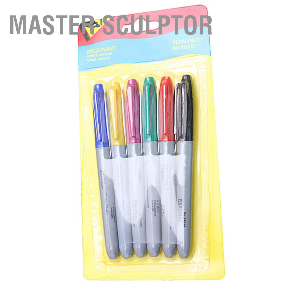 ปากกามาร์กเกอร์สําหรับสักคิ้วถาวรกันน้ํา 6 ชิ้น Tattoo Marker Pen