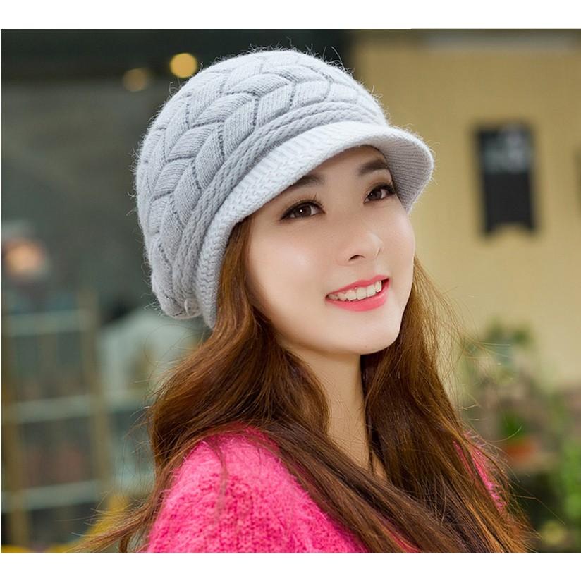 (พร้อมส่ง 6 สี)  หมวกไหมพรม หมวกกันหนาวสวยๆ  มี 6 สีจ้า
