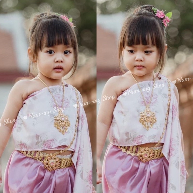 พร้อมส่ง สร้อยคอ ต่างหูหนีบ เครื่องประดับชุดไทย เครื่องประดับเด็ก