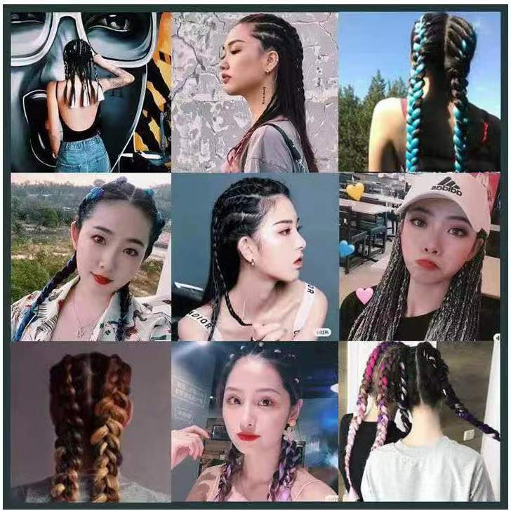 พร้อมส่ง แฮร์พีช ผมเปีย ไหมถักผม สีทูโทน 20 เฉดสี ไหมถักเปีย ไหมไฟเบอร์ ไหมต่อผม ยาว 60cm 100g+